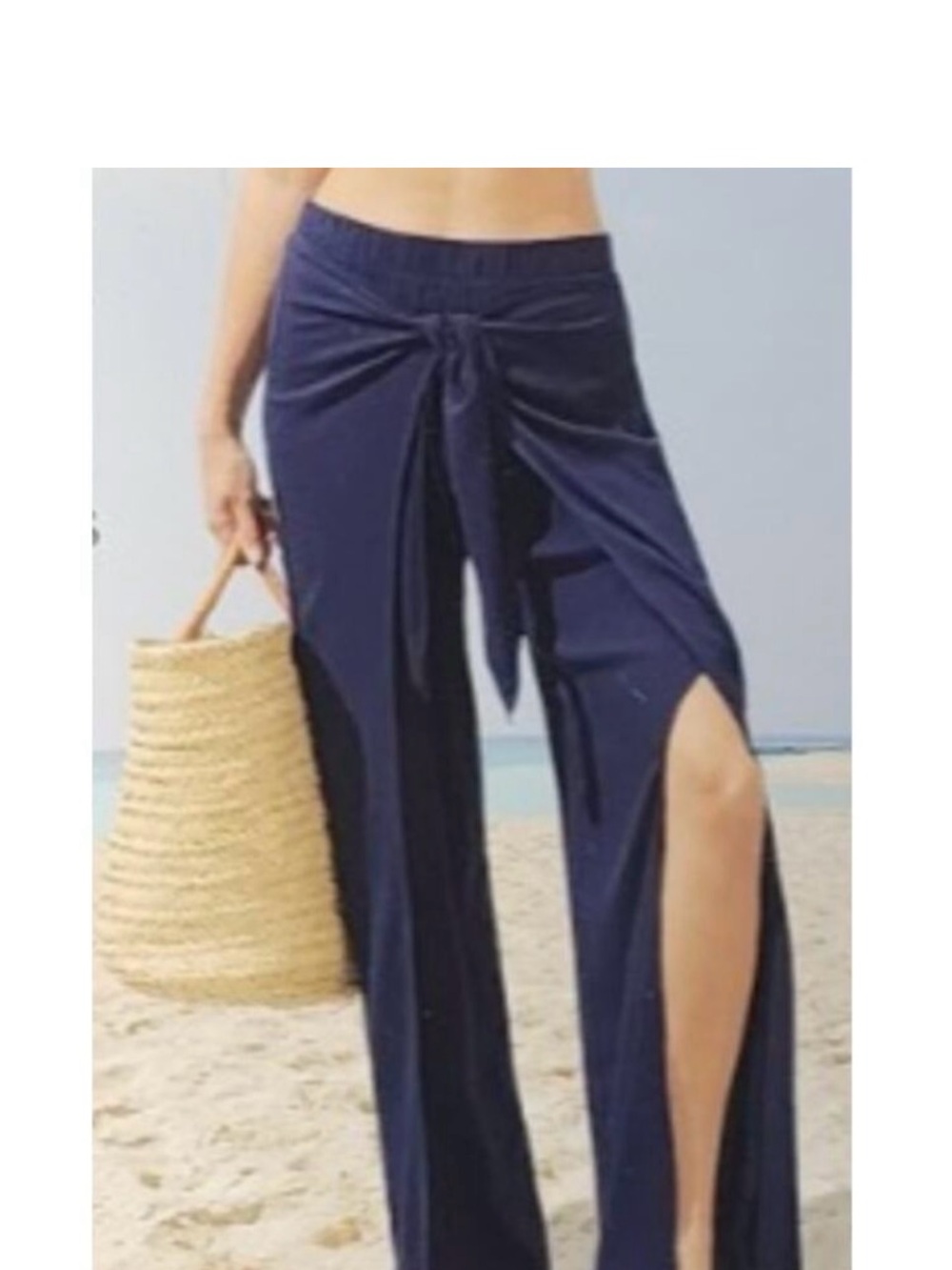 Serra Navy Tie-Waist Wide Leg beach Pants size M